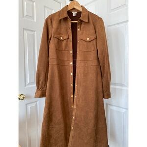 Suede Dress with gold bottoms size M. A- Line, midi skirt.